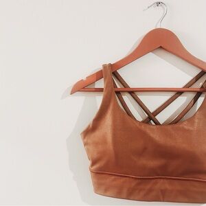 lululemon | energy bra long line shine in matte copper foil (2020) ↷